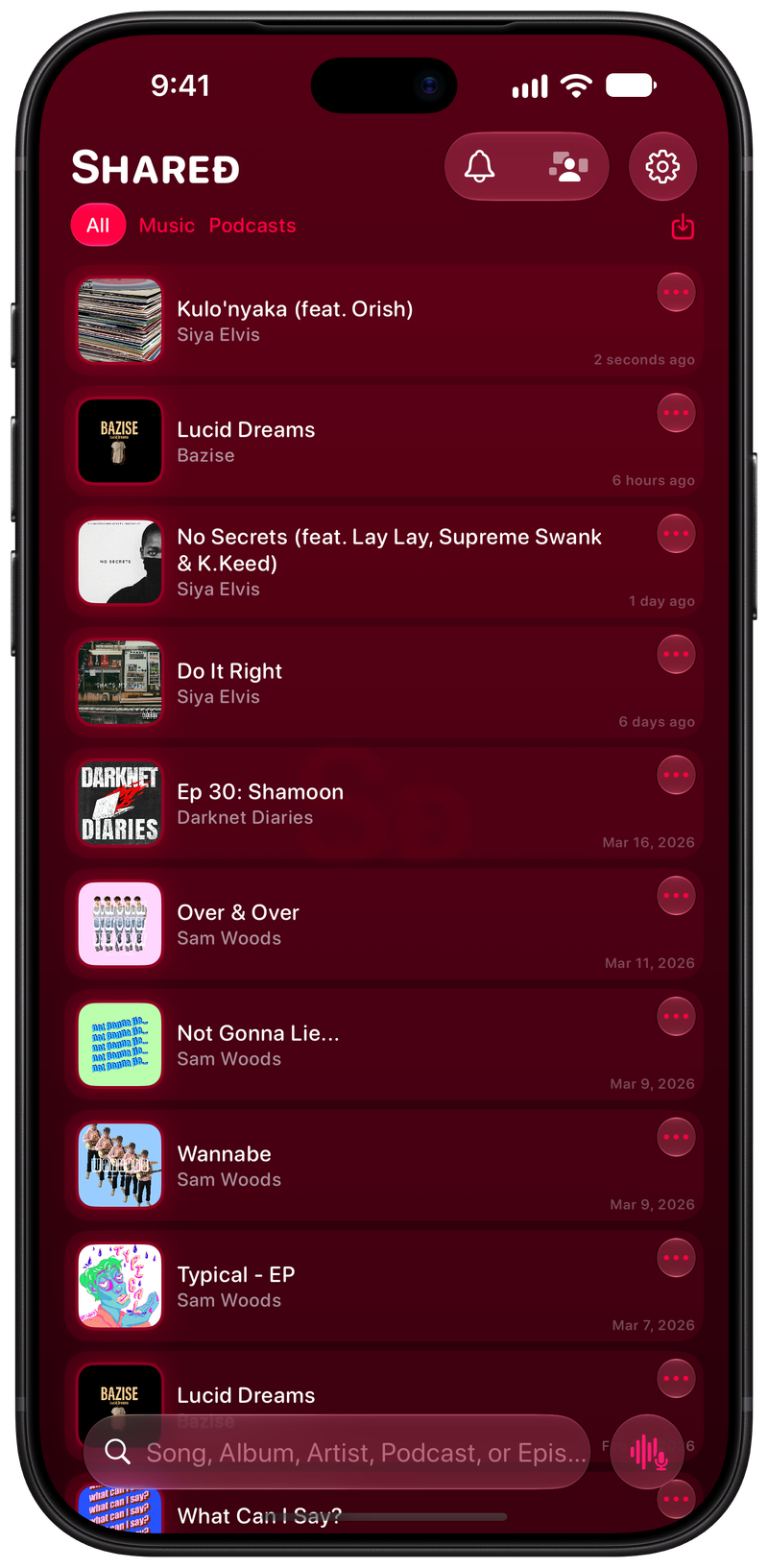Shared on iPhone 18 Pro Max showing History in the Pink tint, dark appearance.