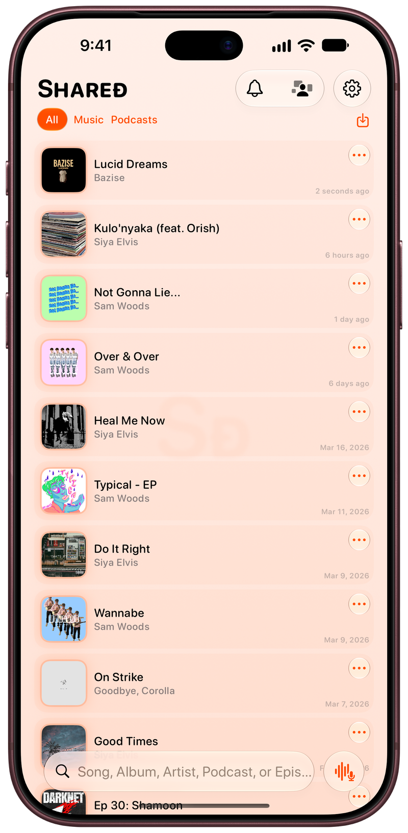 Shared on iPhone 18 Pro Max showing History in the Orange tint, light appearance.
