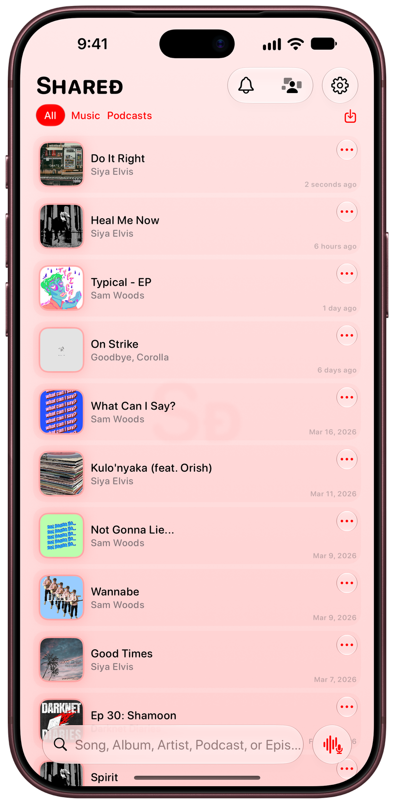 Shared on iPhone 18 Pro Max showing History in the Red tint, light appearance.