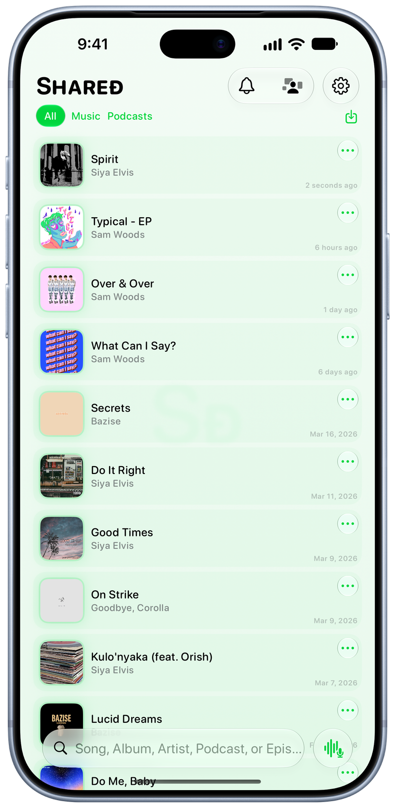 Shared on iPhone 18 Pro Max showing History in the Green tint, light appearance.