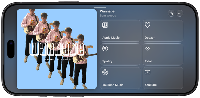 Shared on iPhone 18 Pro Max showing Media View for Wannabe, dark appearance.