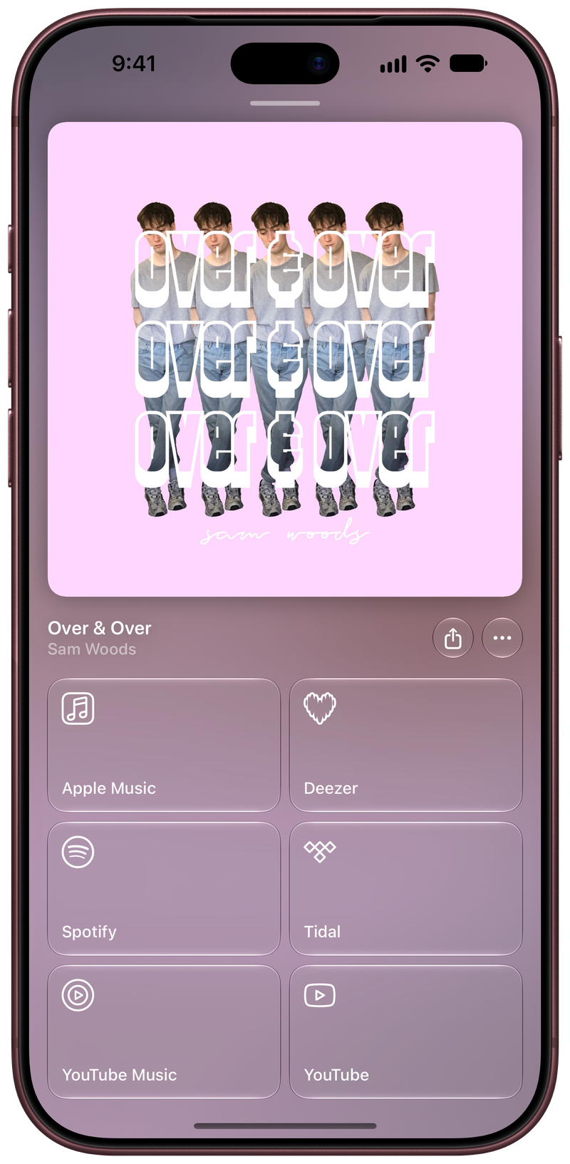 Shared on iPhone 18 Pro Max showing Media View for Over & Over, light appearance.