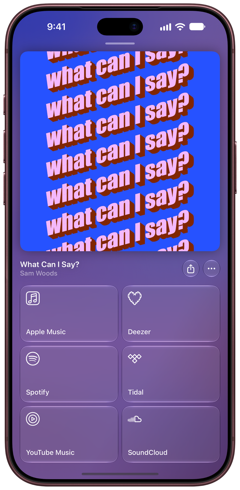 Shared on iPhone 18 Pro Max showing Media View for What Can I Say?, light appearance.