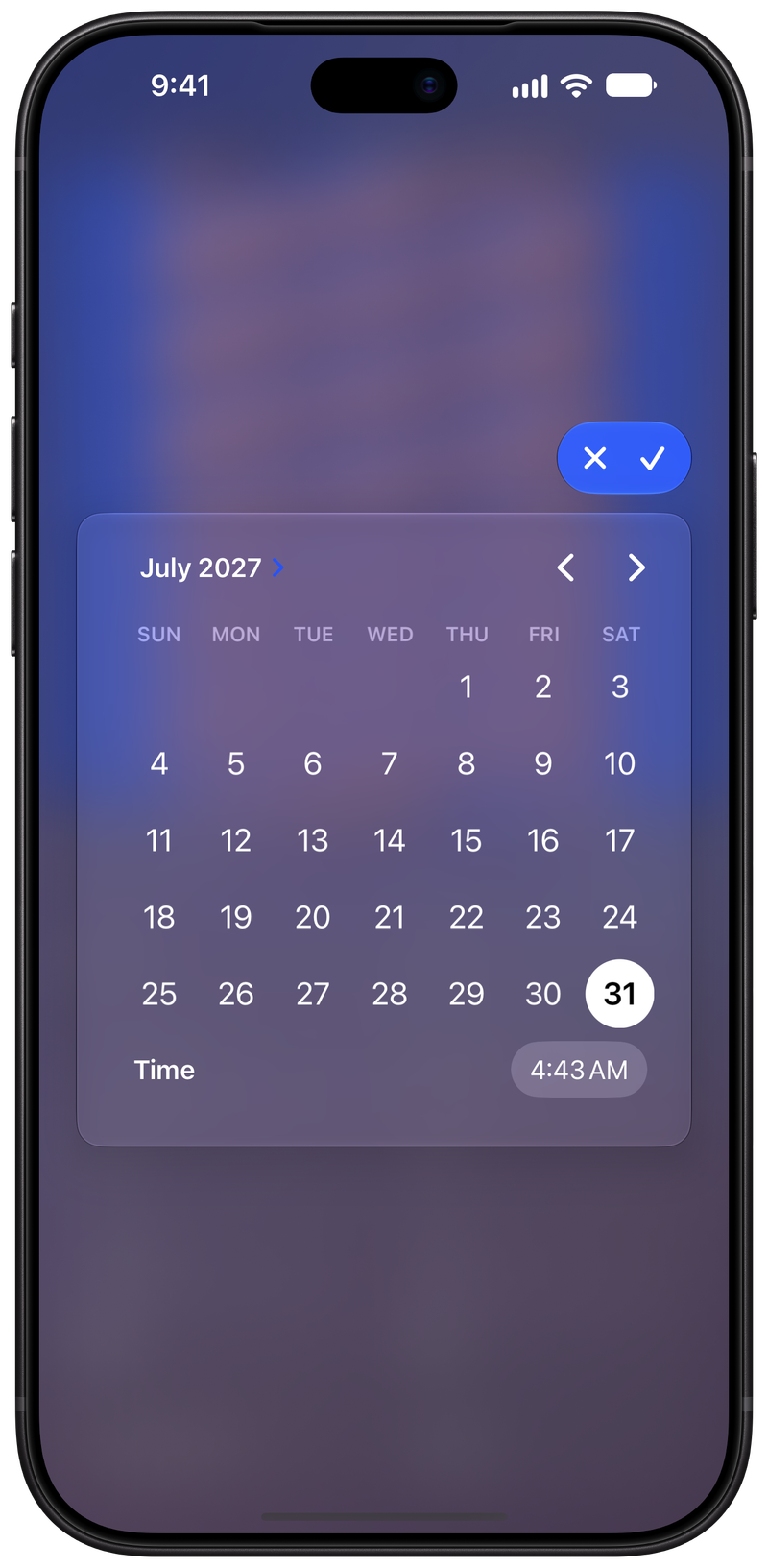 Shared on iPhone 18 Pro Max showing Reminder Picker in the Pink tint, dark appearance.