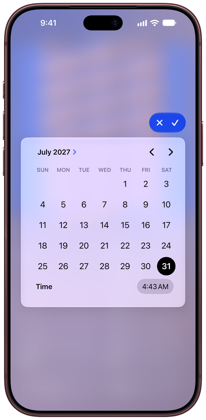 Shared on iPhone 18 Pro Max showing Reminder Picker in the Pink tint, light appearance.