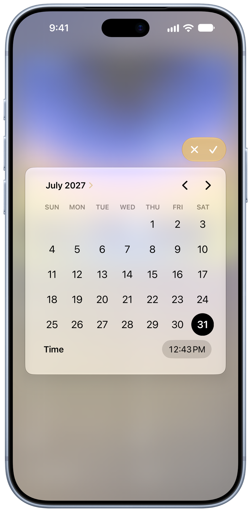 Shared on iPhone 18 Pro Max showing Reminder Picker in the Purple tint, light appearance.