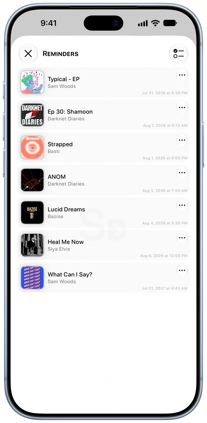 Shared on iPhone 18 Pro Max showing Reminders in the Grey tint, light appearance.