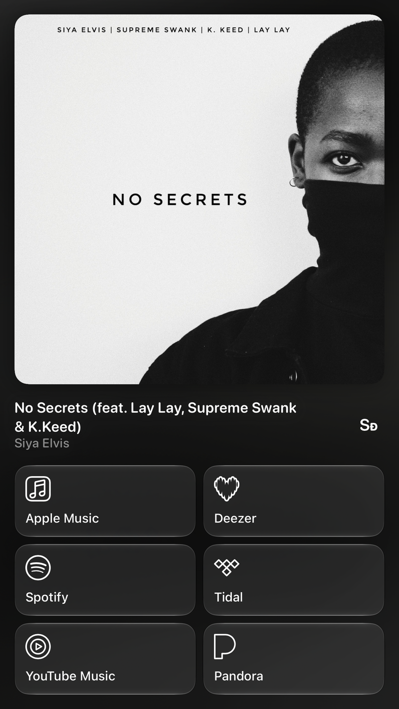 Shared’s Share as Image picture of No Secrets (feat. Lay Lay, Supreme Swank & K.Keed), made in the app on iPhone 18 Pro Max, dark appearance.