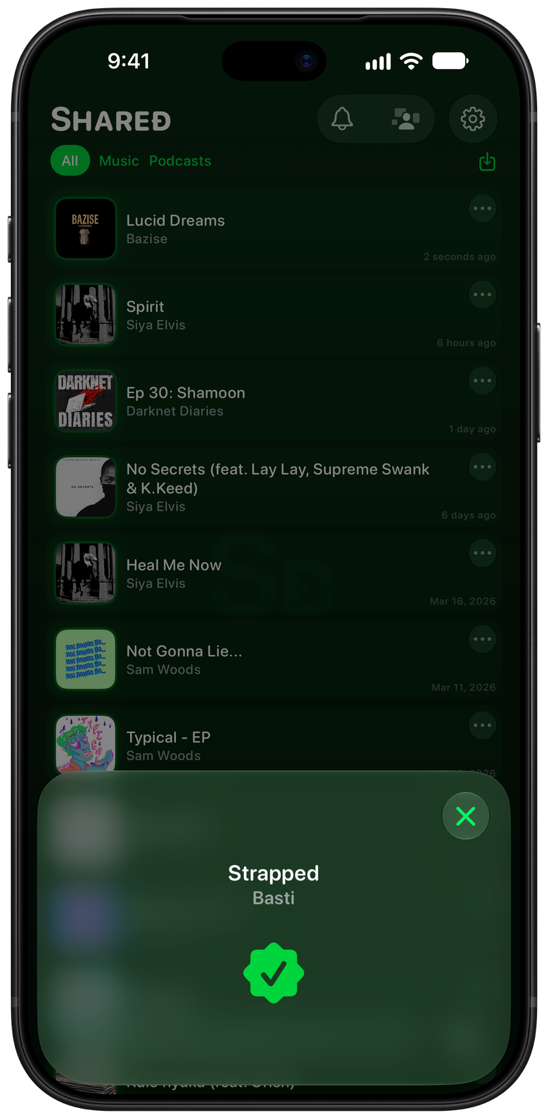 Shared on iPhone 18 Pro Max showing Successful Match in the Green tint, dark appearance.