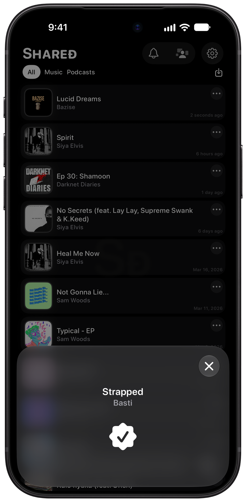 Shared on iPhone 18 Pro Max showing Successful Match in the Grey tint, dark appearance.