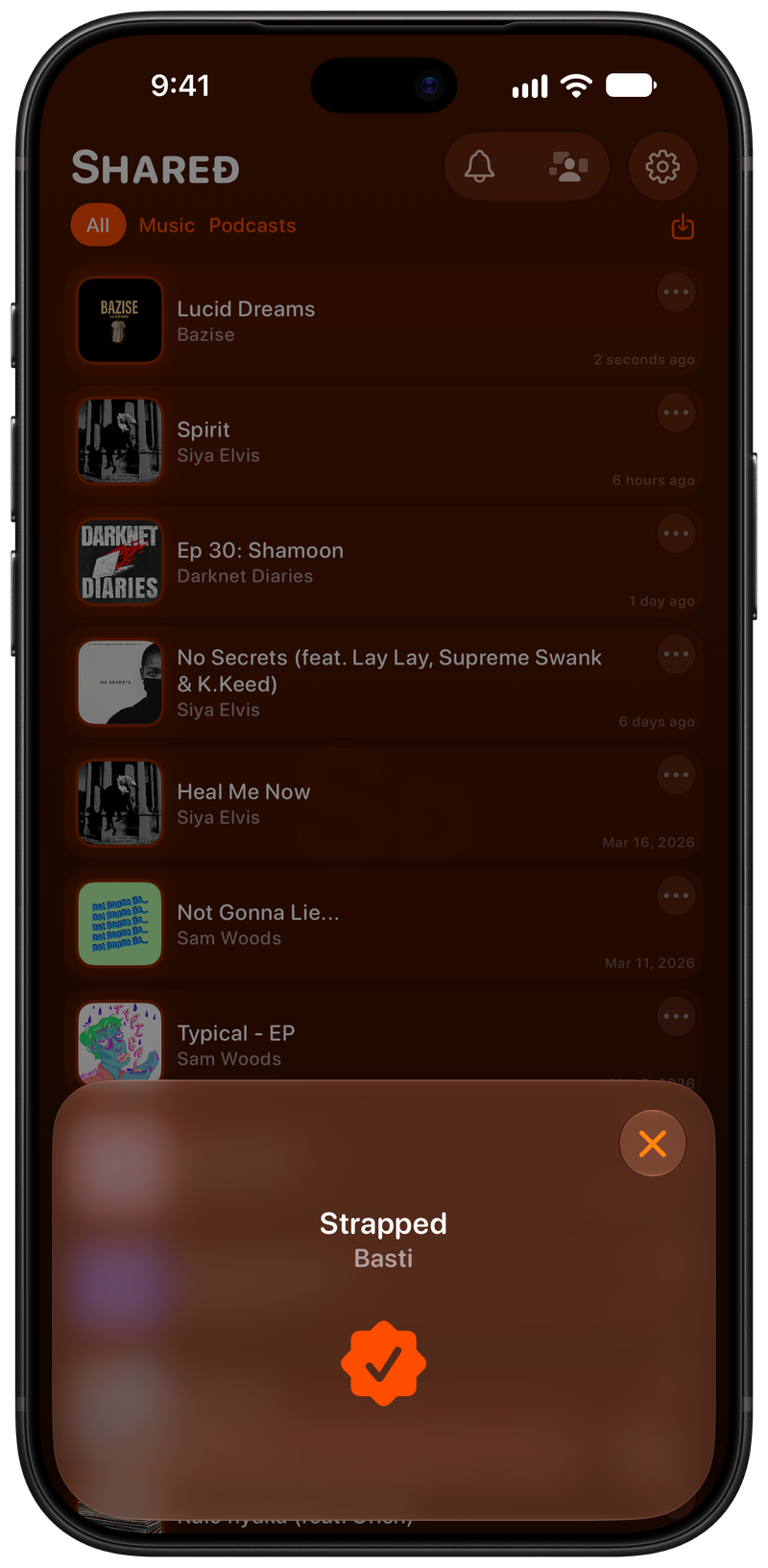 Shared on iPhone 18 Pro Max showing Successful Match in the Orange tint, dark appearance.