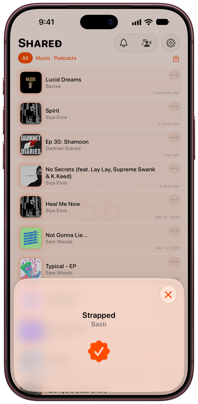 Shared on iPhone 18 Pro Max showing Successful Match in the Orange tint, light appearance.