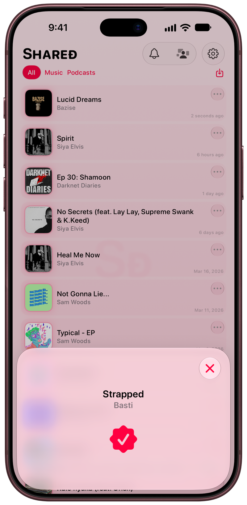 Shared on iPhone 18 Pro Max showing Successful Match in the Pink tint, light appearance.