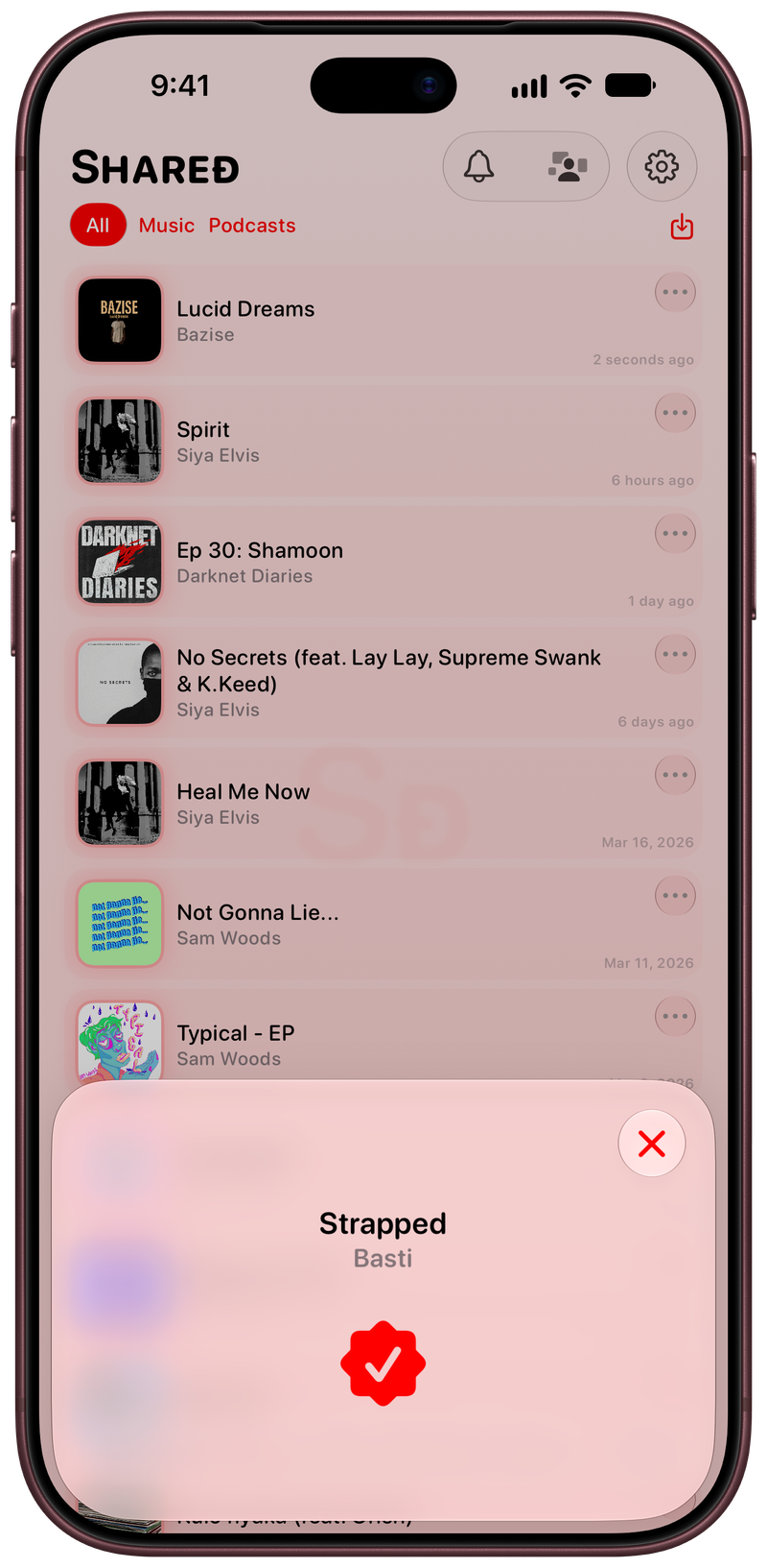 Shared on iPhone 18 Pro Max showing Successful Match in the Red tint, light appearance.