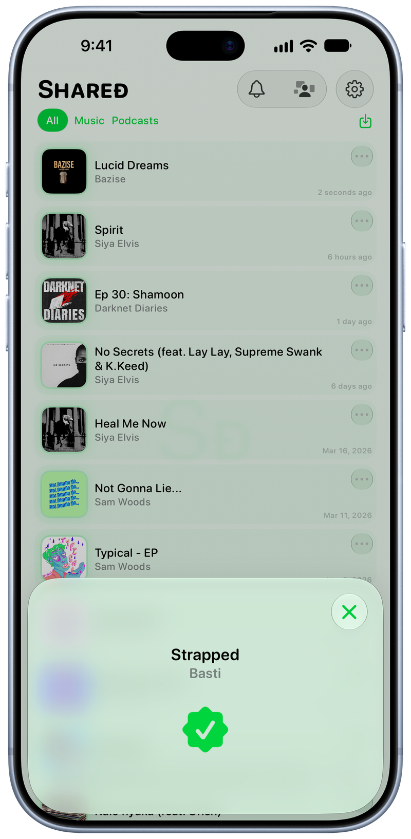 Shared on iPhone 18 Pro Max showing Successful Match in the Green tint, light appearance.