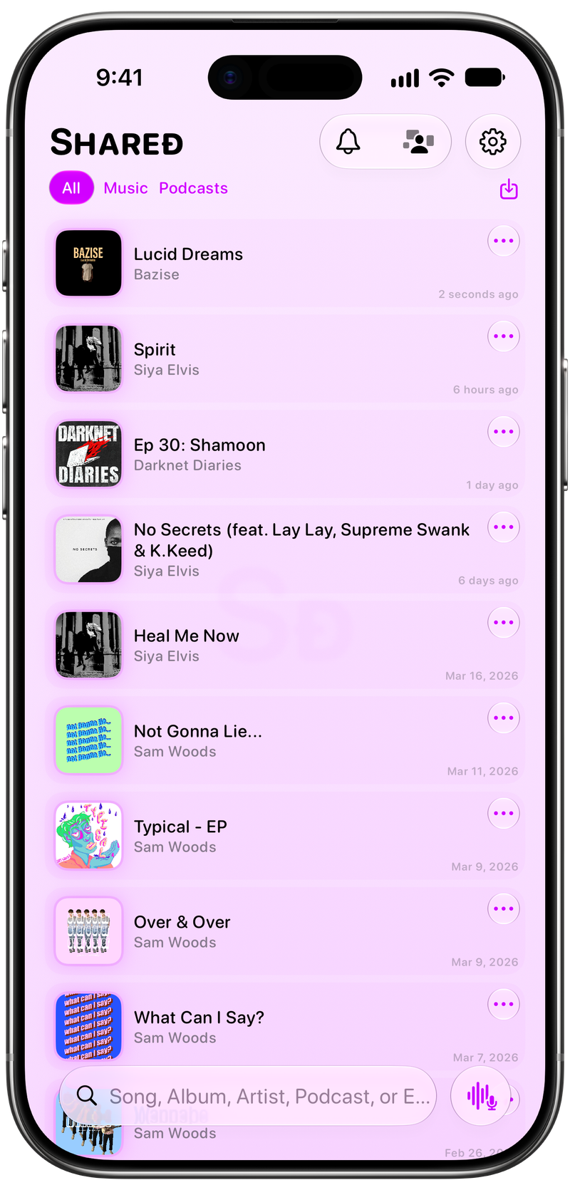 Shared on iPhone Air showing History in the Purple tint, light appearance.