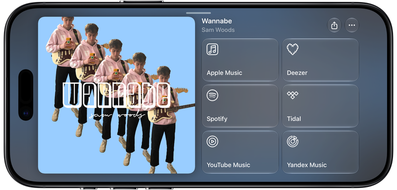 Shared on iPhone Air showing Media View for Wannabe, dark appearance.