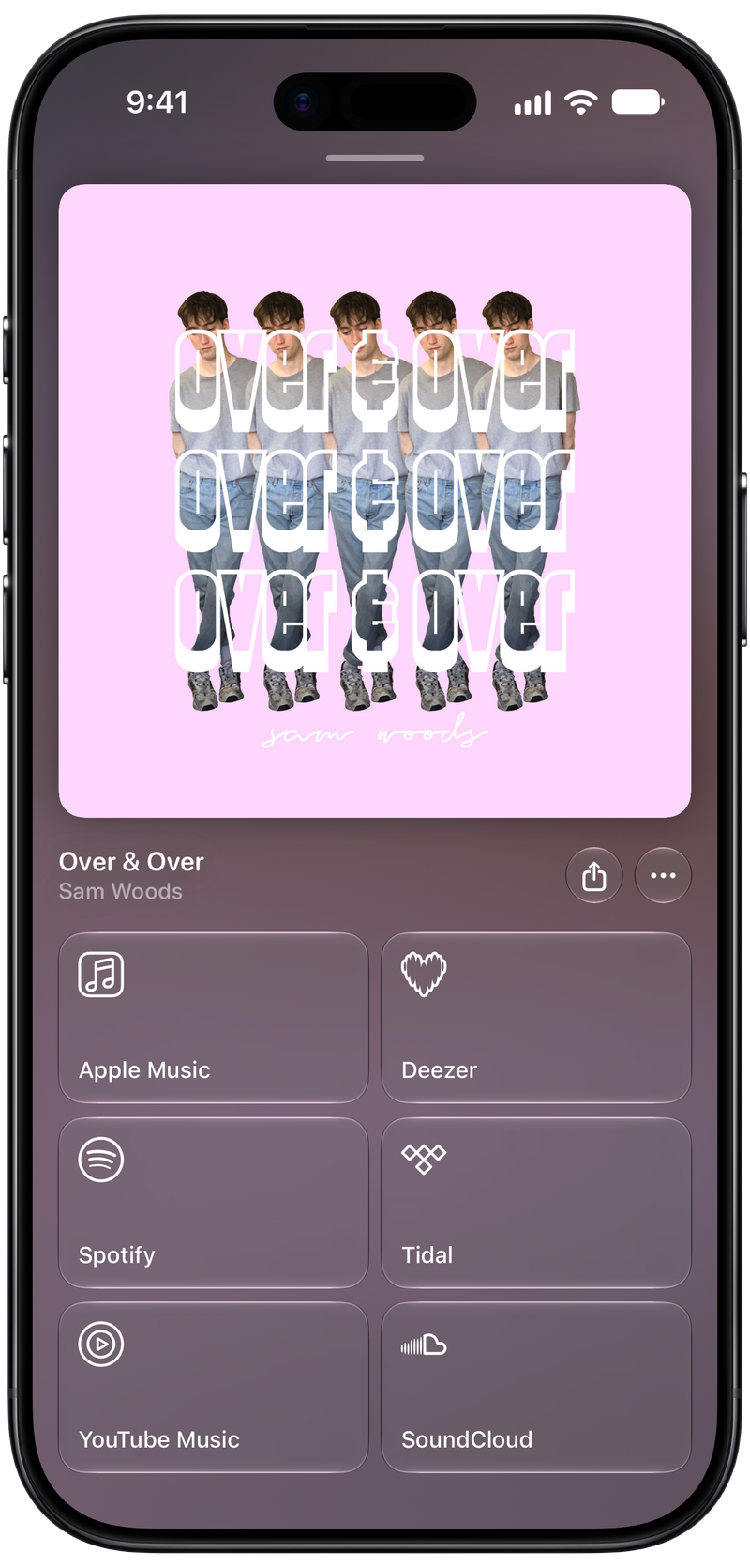 Shared on iPhone Air showing Media View for Over & Over, dark appearance.