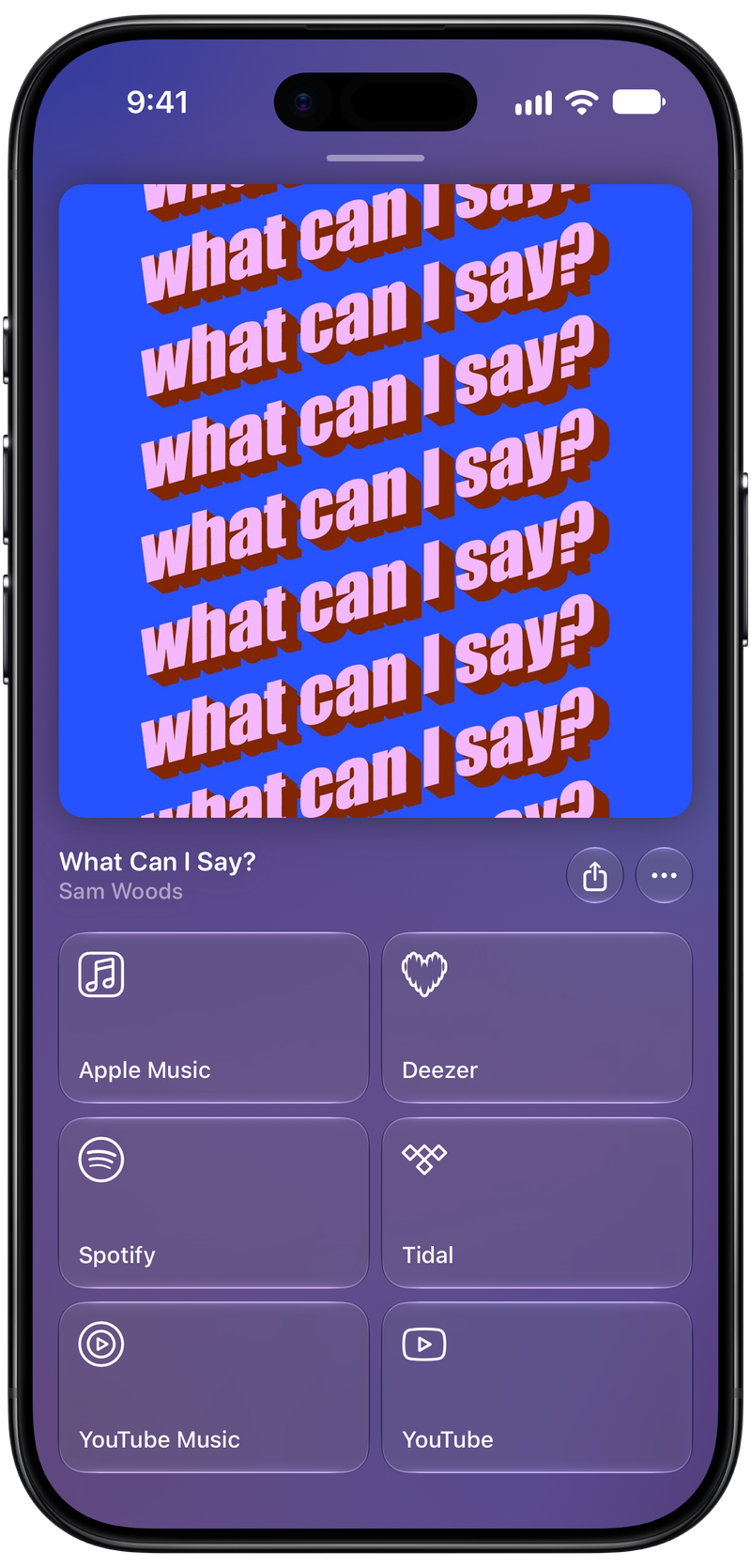 Shared on iPhone Air showing Media View for What Can I Say?, dark appearance.