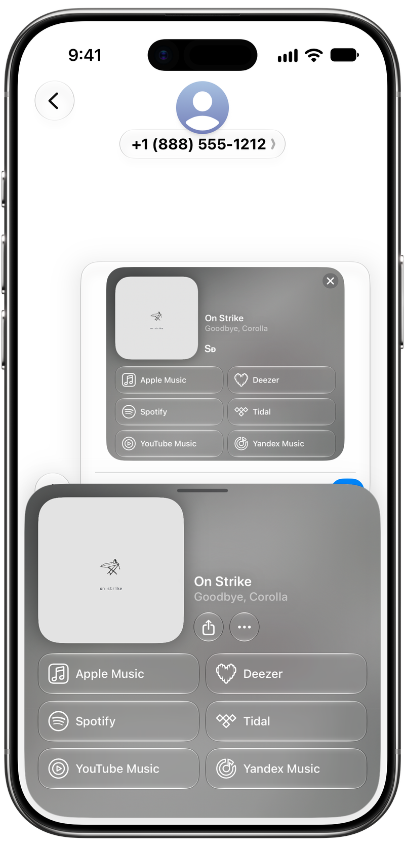 Shared on iPhone Air showing Share as Image in Messages for On Strike, light appearance.