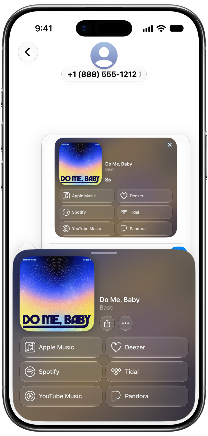 Shared on iPhone Air showing Share as Image in Messages for Do Me, Baby, light appearance.