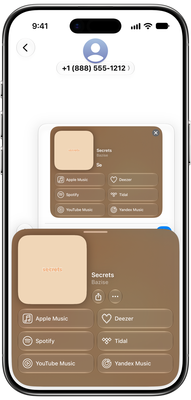 Shared on iPhone Air showing Share as Image in Messages for Secrets, light appearance.