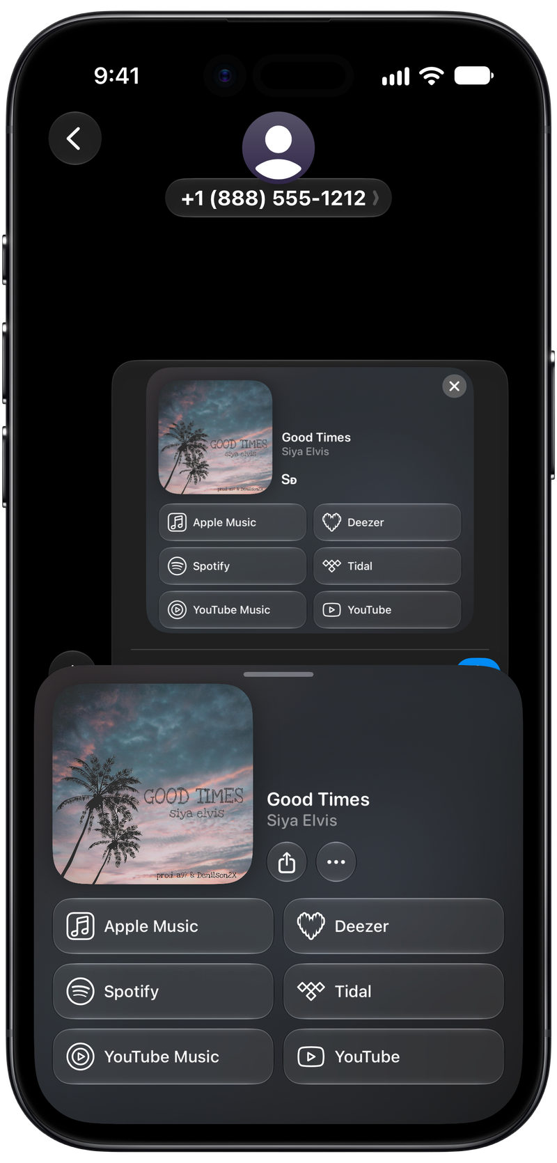 Shared on iPhone Air showing Share as Image in Messages for Good Times, dark appearance.