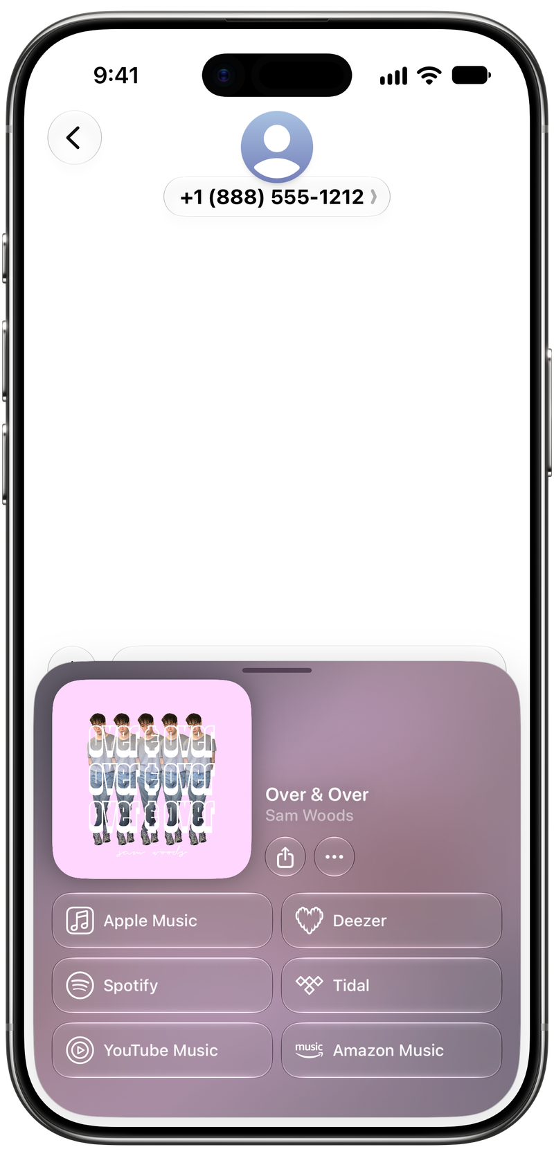 Shared on iPhone Air showing Open in Shared from Messages for Over & Over, light appearance.