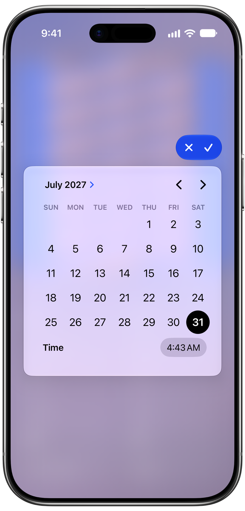 Shared on iPhone Air showing Reminder Picker in the Pink tint, light appearance.