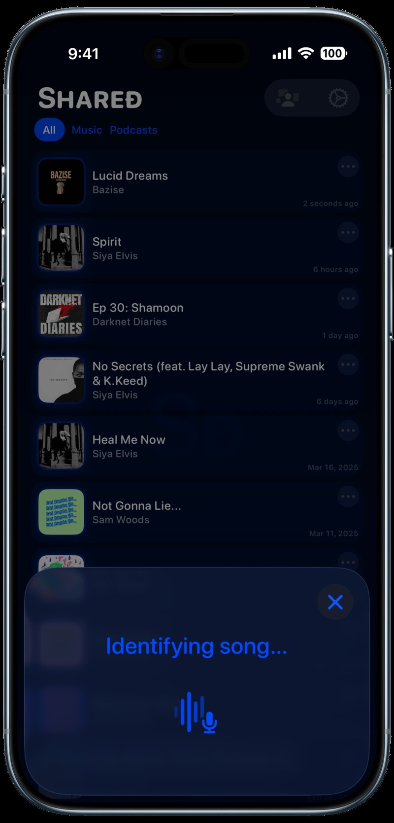 Shared iPhone Air Sky Blue Song ID Identifying Blue Dark press image.