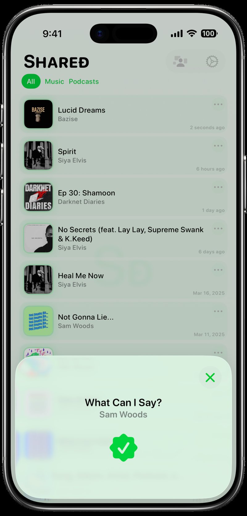 Shared iPhone Air Cloud White Song ID Match Green Light press image.