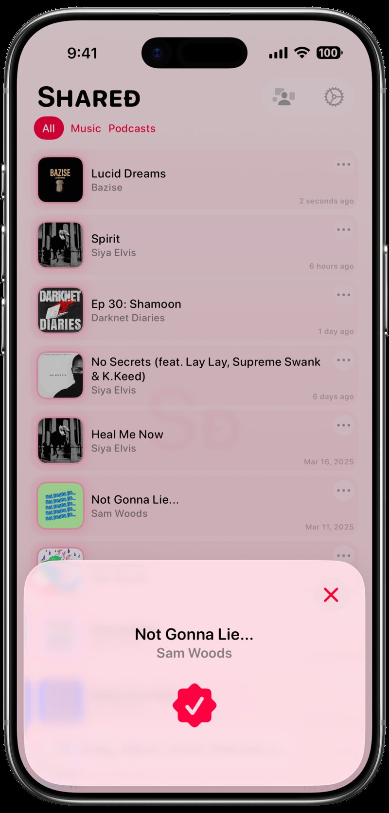 Shared iPhone Air Cloud White Song ID Match Pink Light press image.