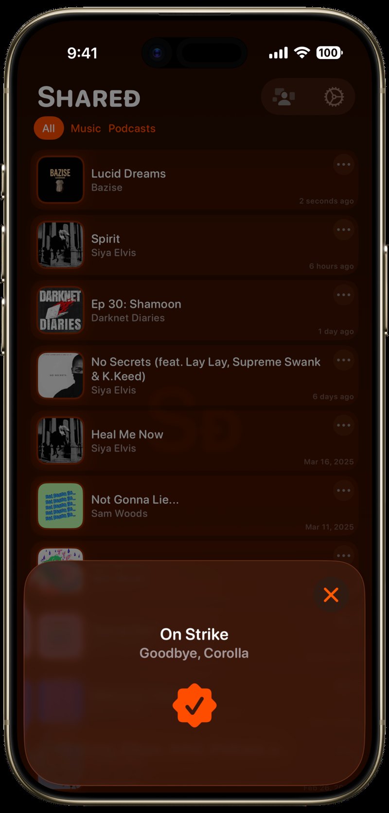Shared iPhone Air Light Gold Song ID Match Orange Dark press image.