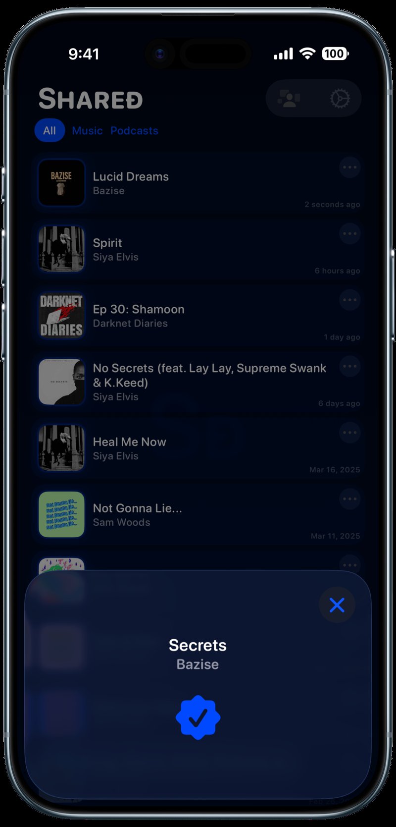 Shared iPhone Air Sky Blue Song ID Match Blue Dark press image.