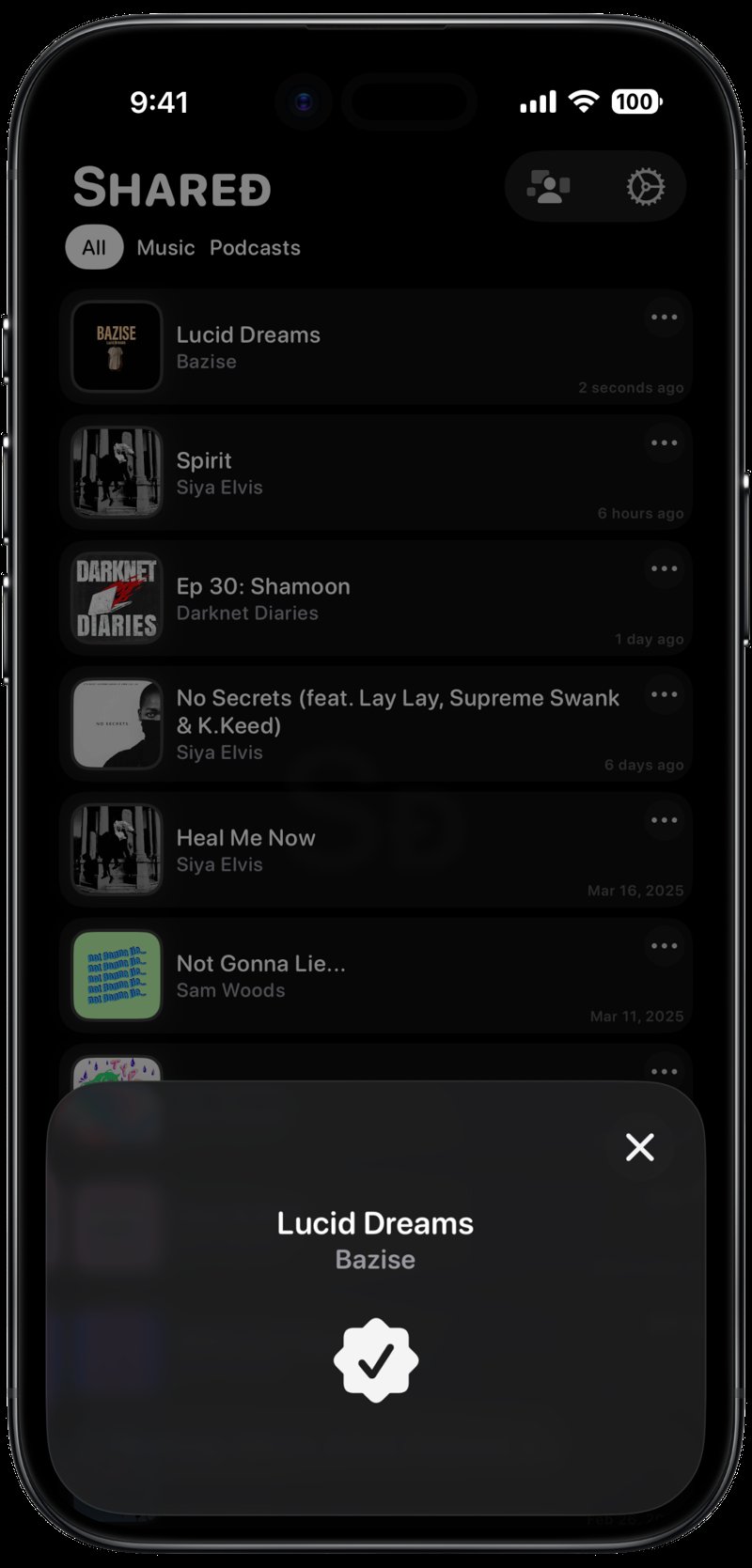 Shared iPhone Air Space Black Song ID Match Grey Dark press image.