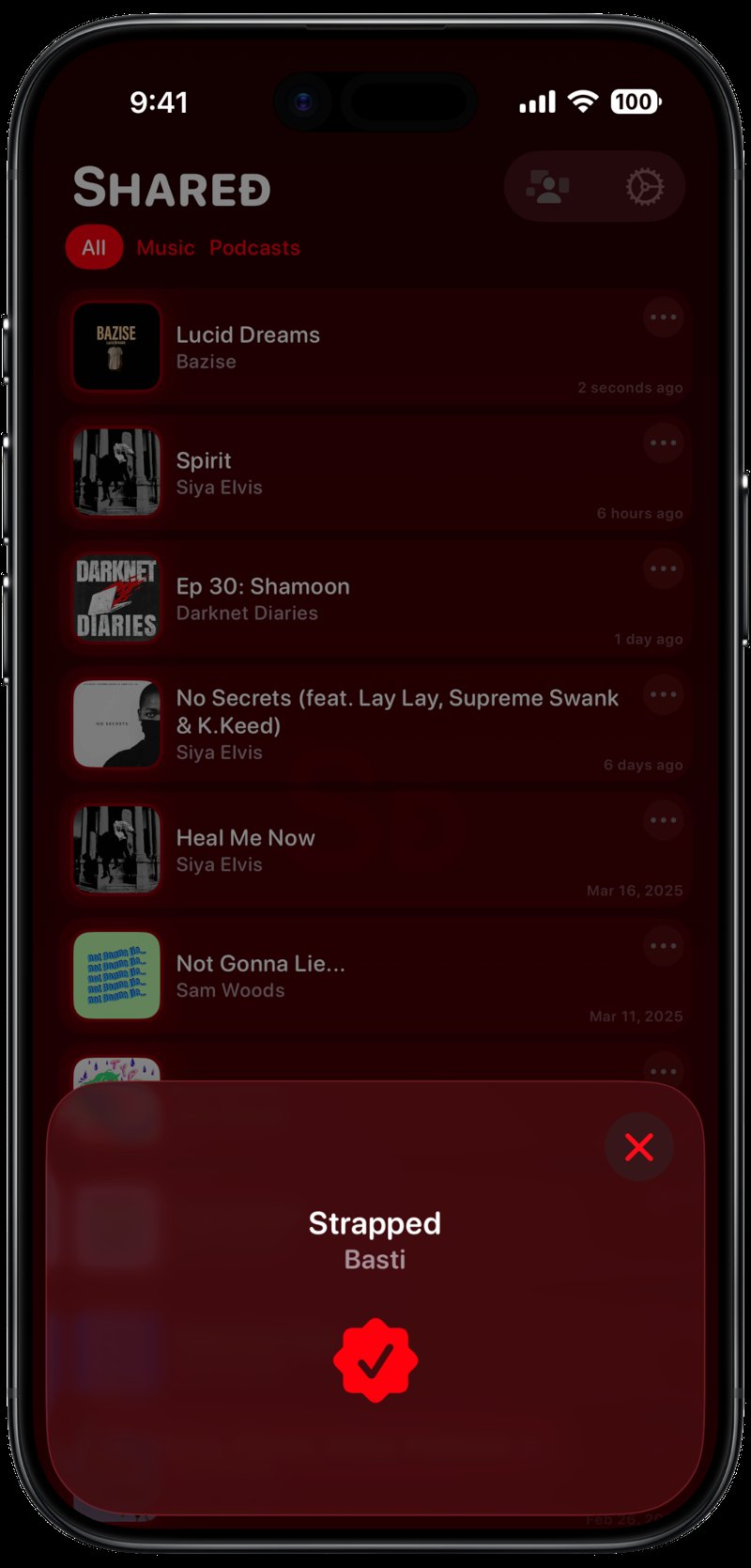 Shared iPhone Air Space Black Song ID Match Red Dark press image.