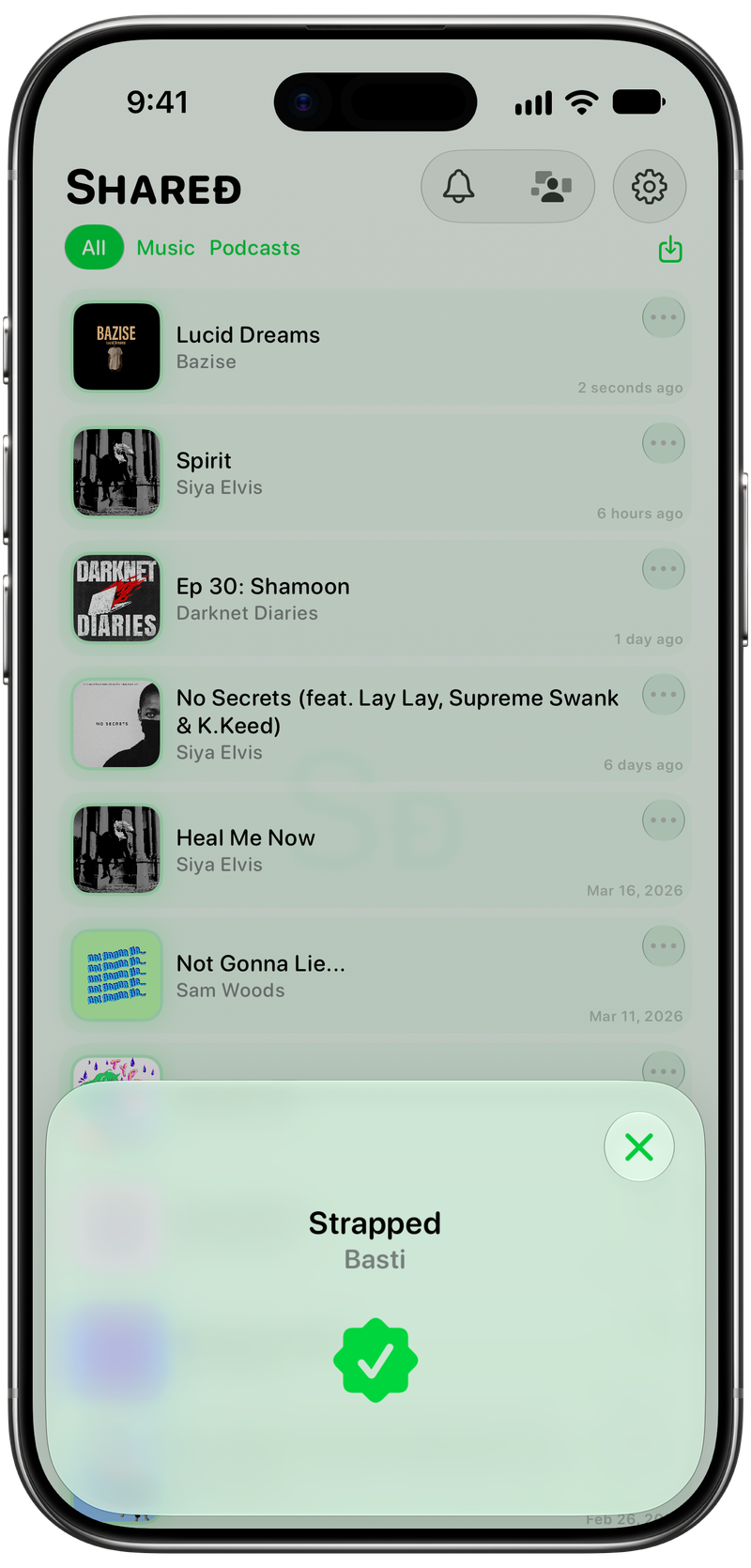 Shared on iPhone Air showing Successful Match in the Green tint, light appearance.