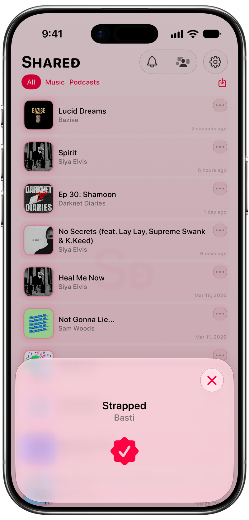 Shared on iPhone Air showing Successful Match in the Pink tint, light appearance.