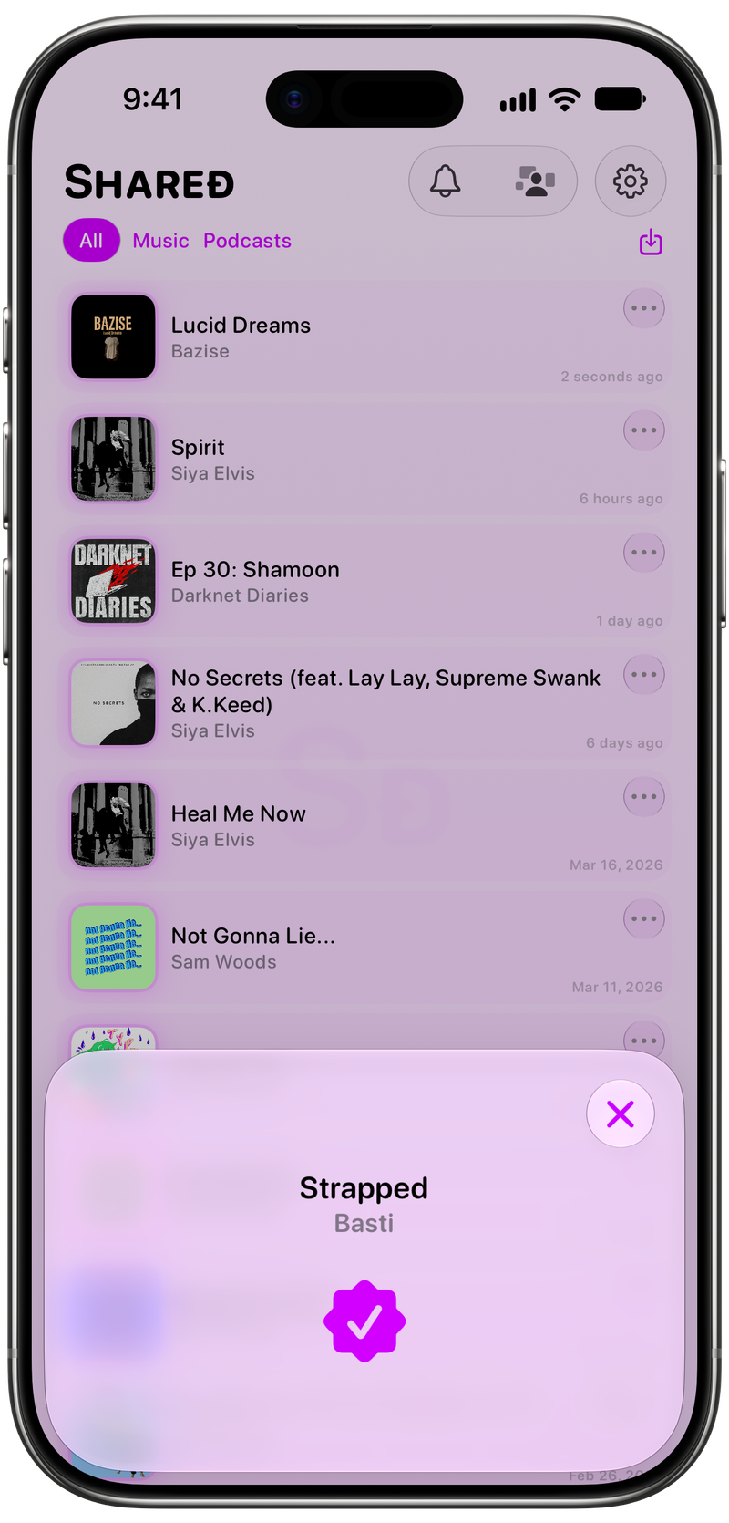 Shared on iPhone Air showing Successful Match in the Purple tint, light appearance.