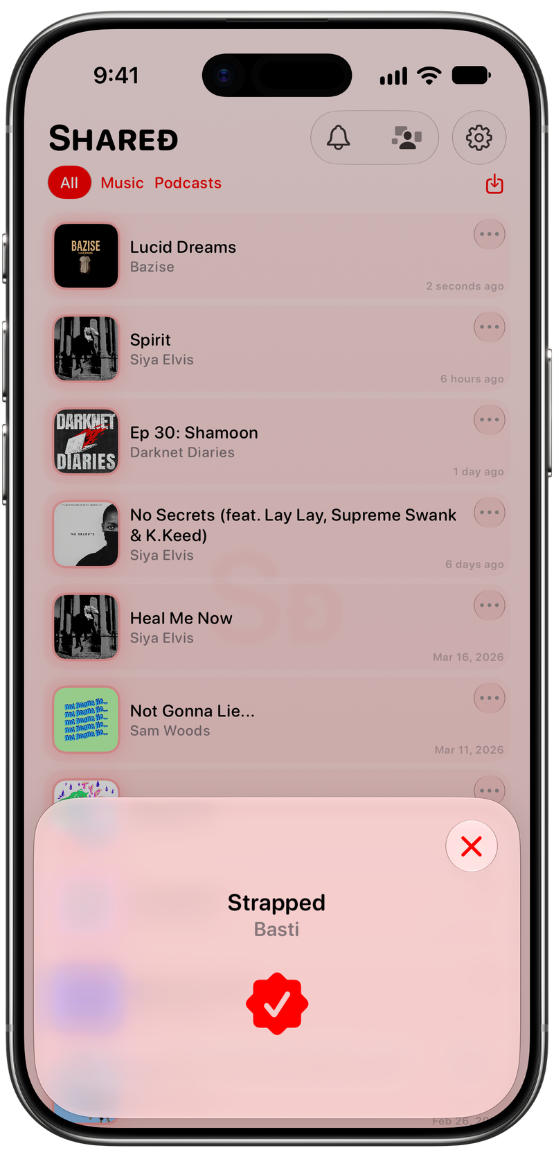 Shared on iPhone Air showing Successful Match in the Red tint, light appearance.