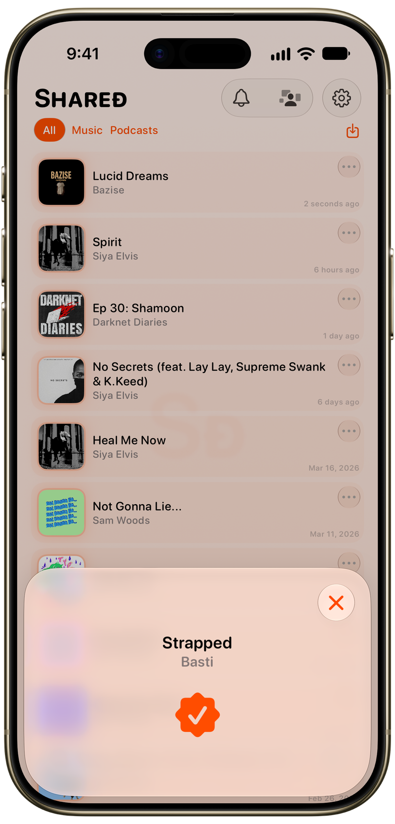 Shared on iPhone Air showing Successful Match in the Orange tint, light appearance.