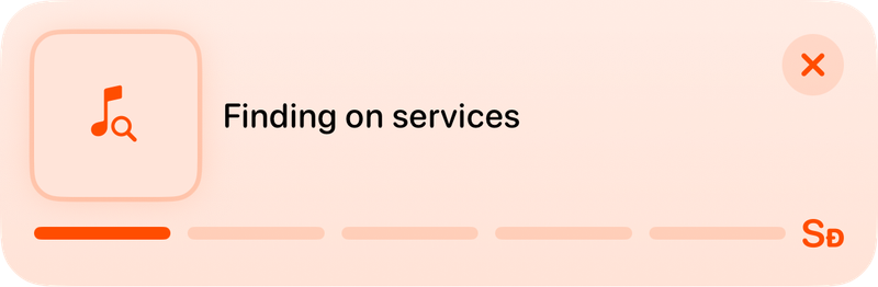 The Shared Live Activity on the Lock Screen showing Finding on services in the Orange tint, light appearance.