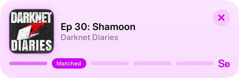 The Shared Live Activity on the Lock Screen showing Matched in the Purple tint, light appearance.