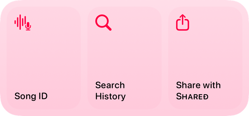 The Quick Actions widget from Shared at Medium size in the Pink tint, light appearance.
