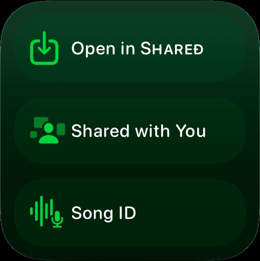 Shared quick actions small green dark press image.