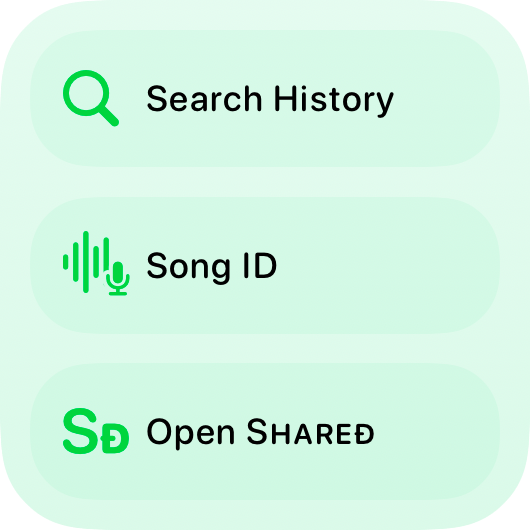 The Quick Actions widget from Shared at Small size in the Green tint, light appearance.