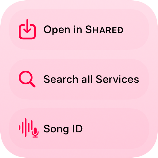 The Quick Actions widget from Shared at Small size in the Pink tint, light appearance.