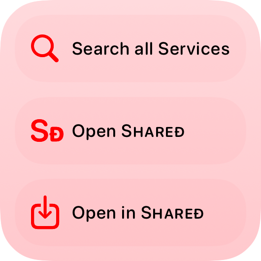 The Quick Actions widget from Shared at Small size in the Red tint, light appearance.