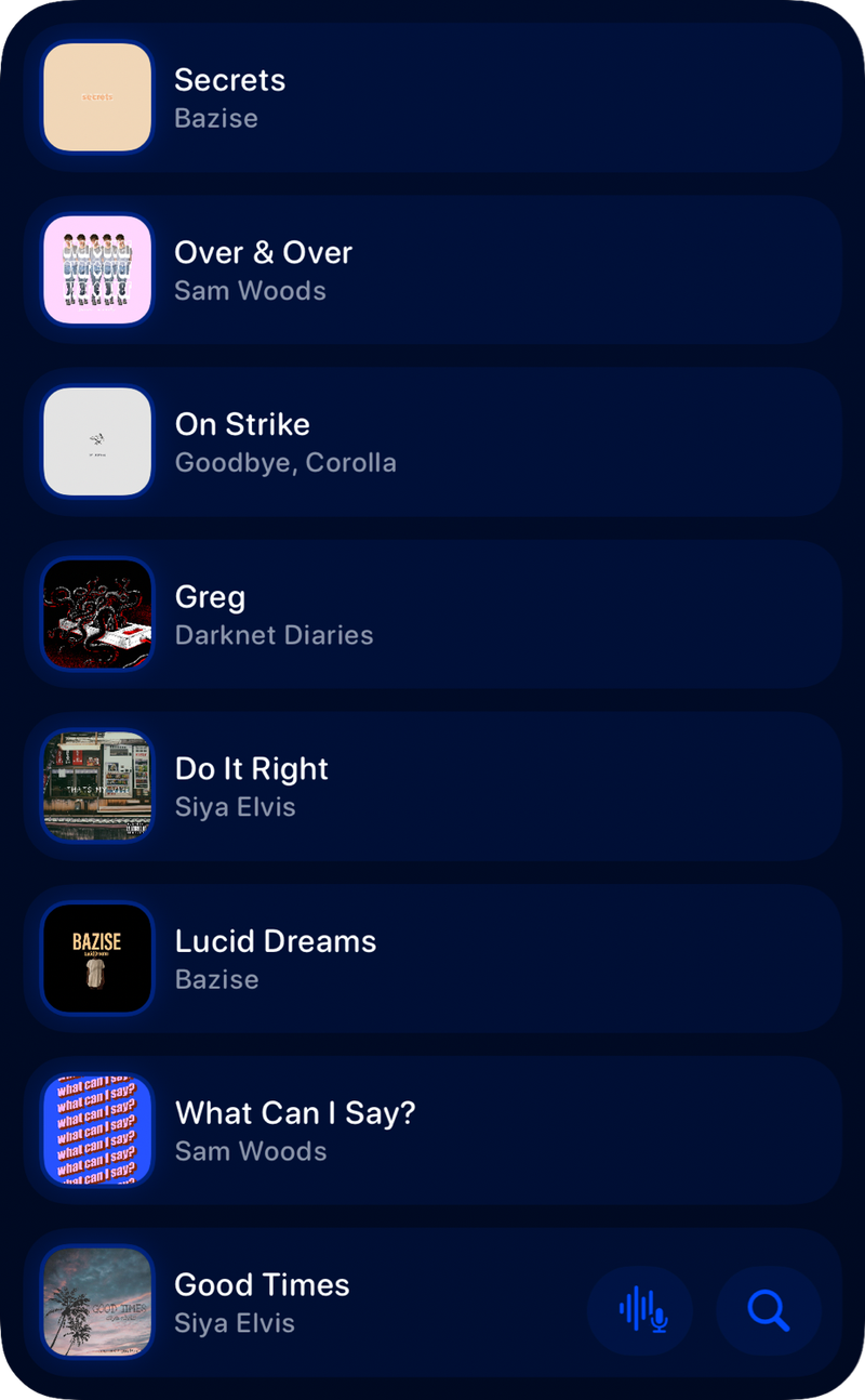 The Recent History widget from Shared at Extra Large Portrait size in the Blue tint, dark appearance.