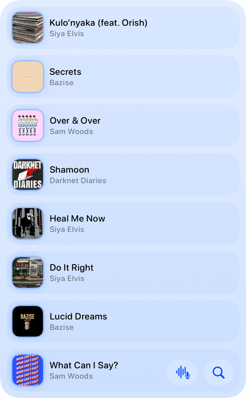 The Recent History widget from Shared at Extra Large Portrait size in the Blue tint, light appearance.